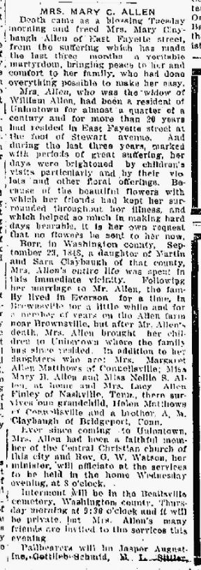 Mary Allen Claybaugh obit